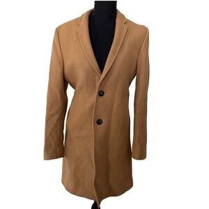 Zara Womens Brown Wool Blend Long Coat Size S Elegant Career Minimalist Office